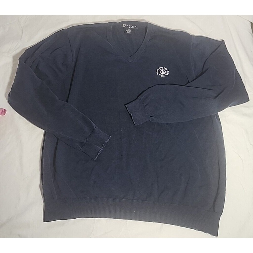 Oxford Golf Pima Cotton Pullover V NECK‎ Sweater XL  Woods Hole Golf Course Logo